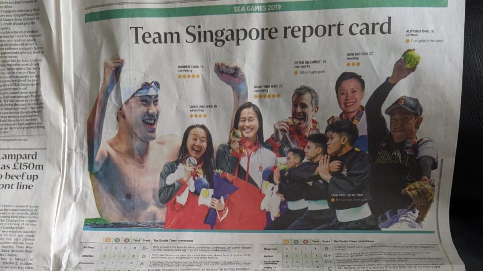 A single-page spread of Team Singapore’s report card. Photo: Sharmaine Chan/Facebook