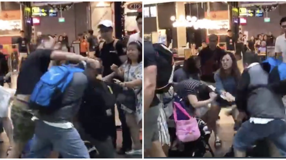 The commotion near A&W at Jewel Changi Airport. Photos: @Lekha.C.Siva/Twitter