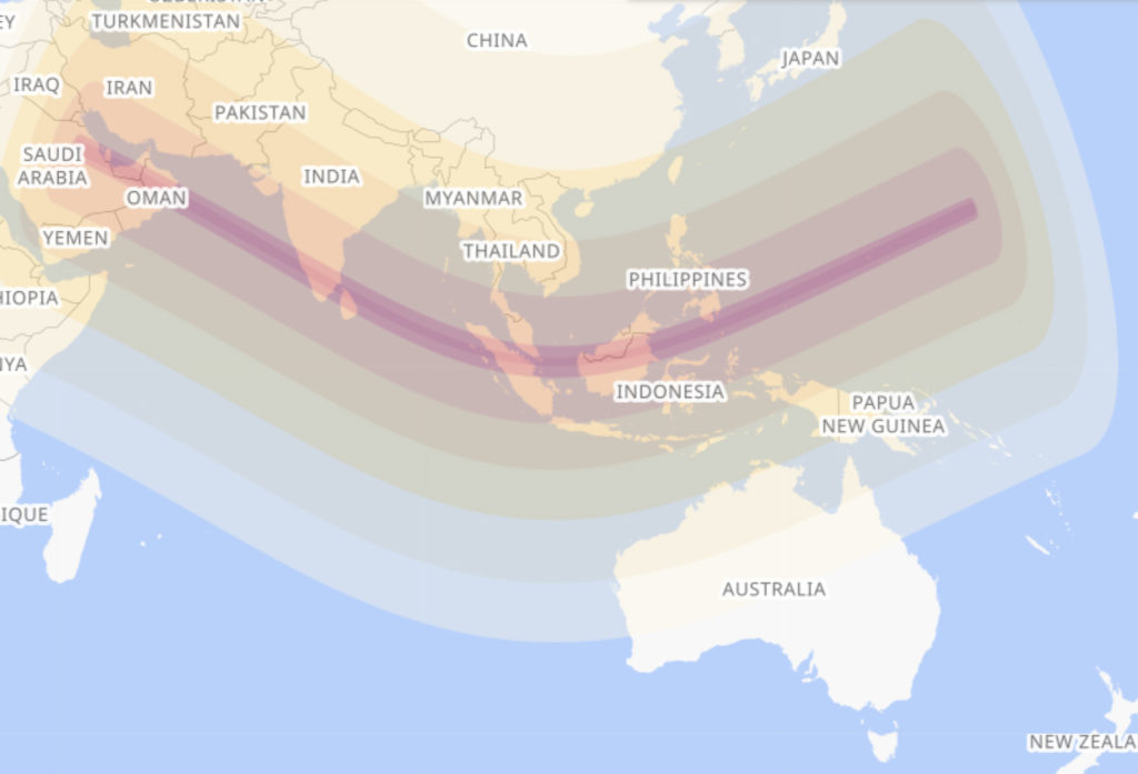 Map of eclipse path. Photo: Timeanddate.com