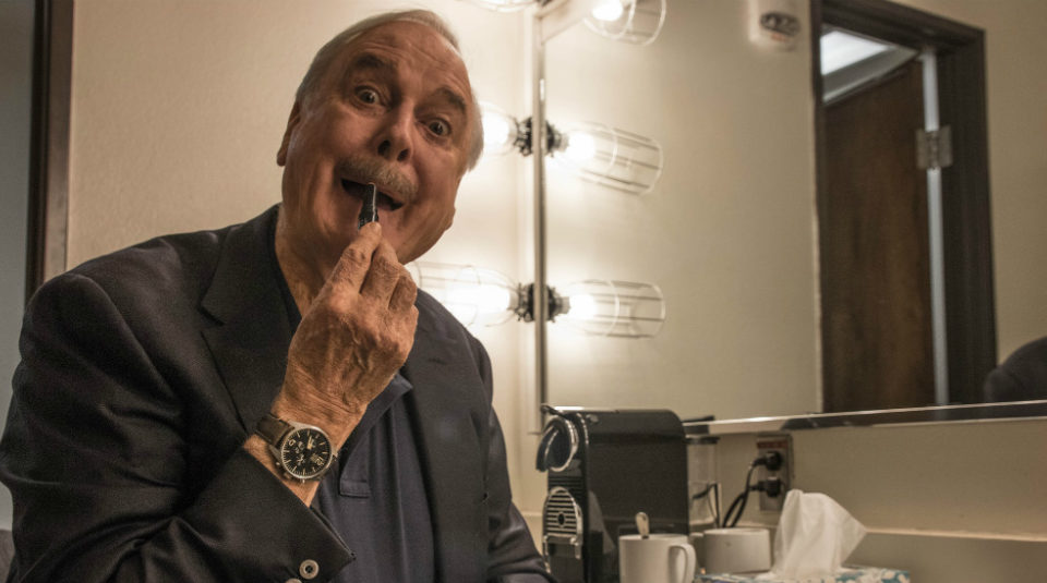 John Cleese ‘gets into character’ before a show in the UK. Photo: John Cleese/Facebook