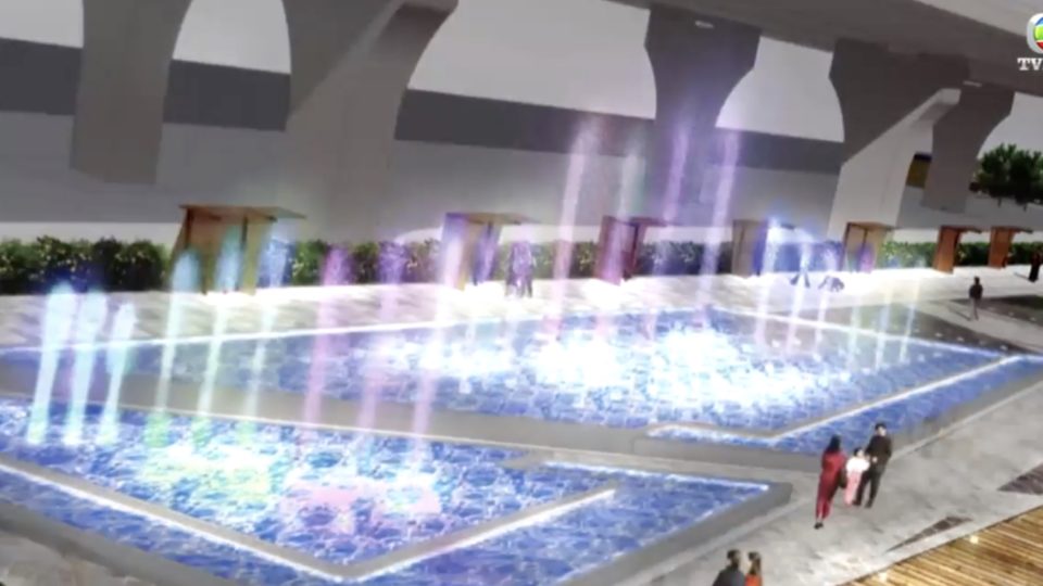 A digital rendering of a controversial musical fountain project in Kwun Tong. Screengrab via YouTube.