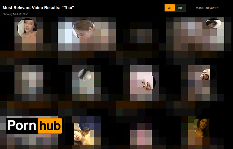 We had to find the ‘uncensor’ tool to illustrate that ‘Thai’ was, understandably, Thailand’s most popular search term on the world’s biggest porn marketplace. Image: Pornhub