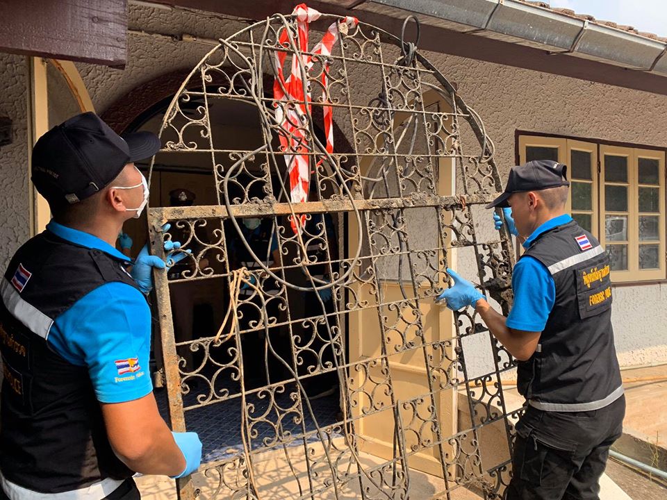 A metal gate used to weigh down bodies in the pond. Photo: Royal Thai Police