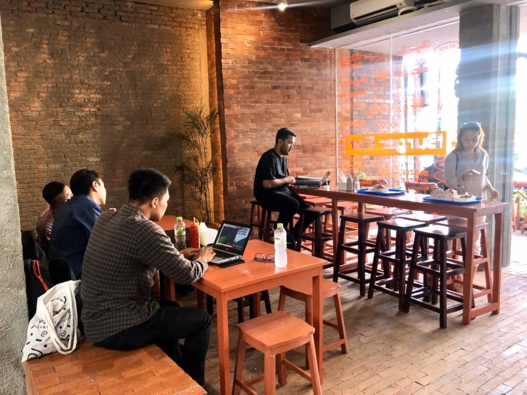 Inside of the BURGERBAR restaurant. Photo by Nadia Vetta Hamid for Coconuts Media