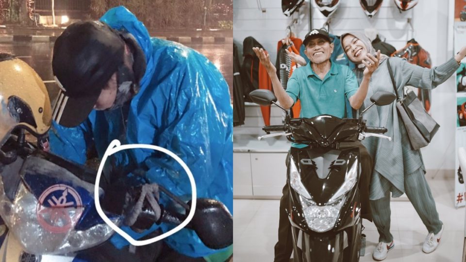 Twitter user Elsya Sandria tweeted a series of videos about her recent encounter with an elderly ojol named Sri in Bogor, West Java. His story captured the hearts of netizens, and she raised more than IDR114 million (US$8,345) to help Sri in a matter of hours. Photo: Twitter/@elsyasandria2