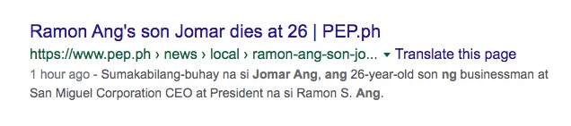 Screenshot from Google