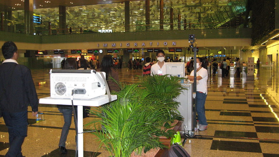 Temperature screenings taking place at Changi Airport. Photo: Wikimedia Commons