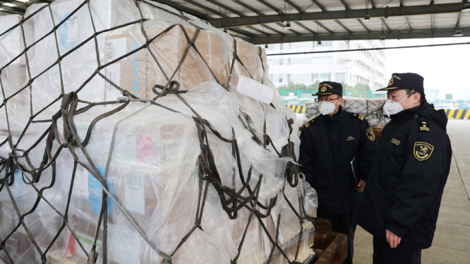 Nearly six tons of protective masks from UNICEF arrive in Wuhan. Photo: UNICEF/Weibo