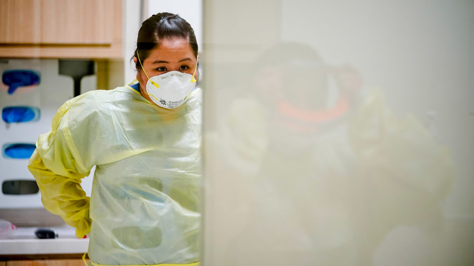 A medical worker at a Singapore hospital. Photo: Jurong Health Campus/Facebook