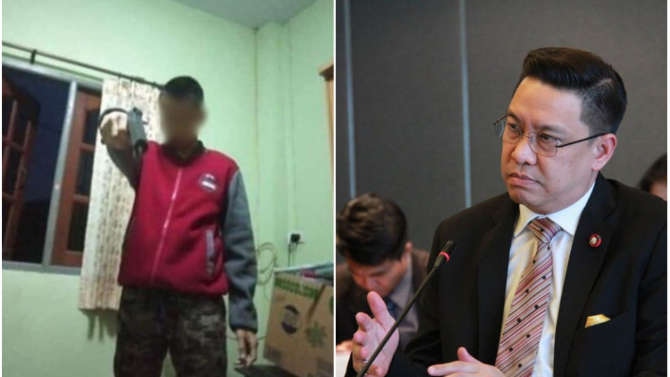 A teen from Roi Et province threatened to commit a mass shooting there in an apparent online prank, at left, and Digital Economy and Society Minister Puttipong Punnakanta, at right. Photos: Digital Economy and Society Ministry
