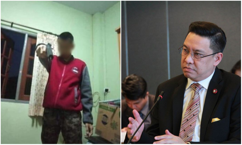 A teen from Roi Et province threatened to commit a mass shooting there in an apparent online prank, at left, and Digital Economy and Society Minister Puttipong Punnakanta, at right. Photos: Digital Economy and Society Ministry
