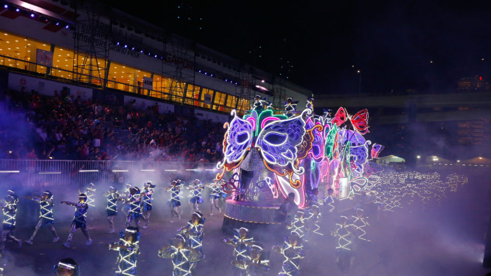 Chingay street parade near the F1 Pit Building. Photo: Chingay