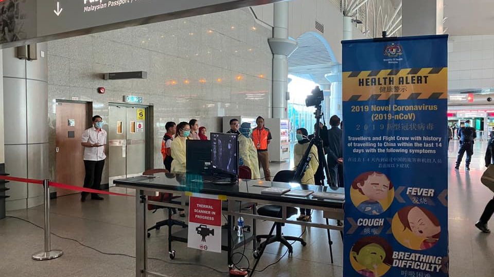Thermal scanning station at Singapore-Malaysia land checkpoint in Johor Bahru. Photo: Lam Pin Min/Facebook