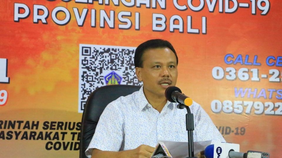 Dewa Made Indra, regional secretary of Bali provincial government, during a press conference on March 23. Photo: Bali Provincial Government