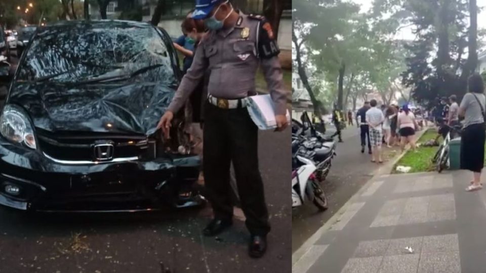 The 26-year-old female driver, who was allegedly intoxicated when she hit a 51-year-old man and his pet dog, allegedly assaulted the victim’s wife because she did not want to be blamed for his death. Photos: Tangerang City Police and screenshot from Twitter