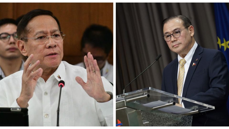 Secretary Francisco Duque and Teodoro Locsin. Photo: ABS-CBN News/Malacañang Palace