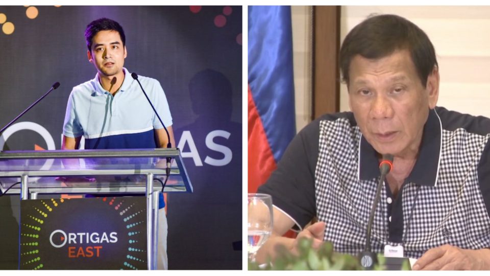 Pasig City Mayor Vico Sotto and President Rodrigo Duterte. Photo: George Calvelo/ABS-CBN News, screenshot from Radio Television Malacañang video