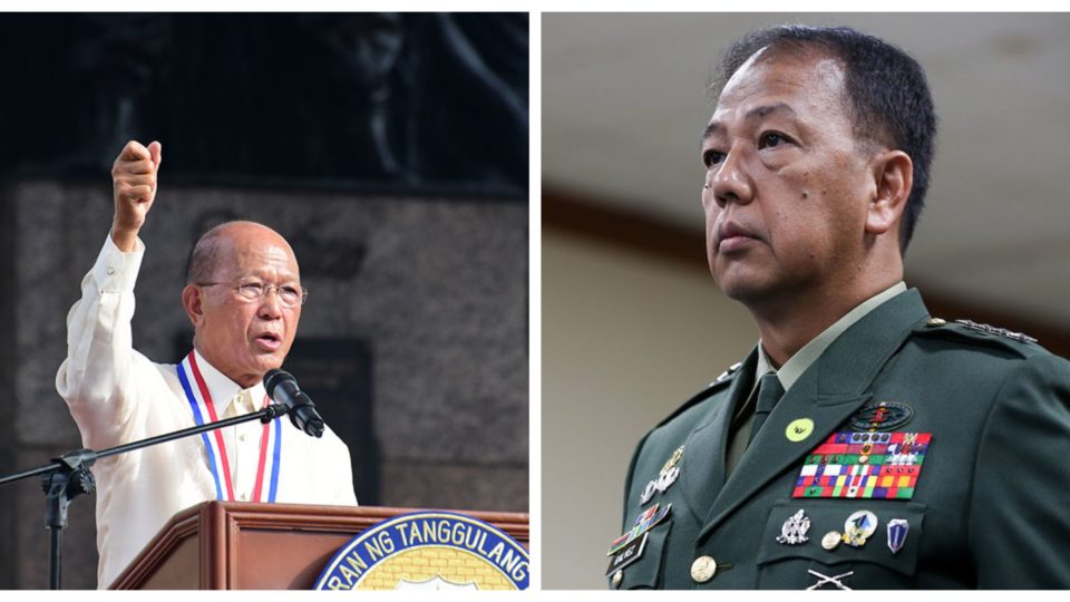 Secretary Delfin Lorenzana and Carlito Galvez. Photos: Mark Demayo/ABS-CBN News