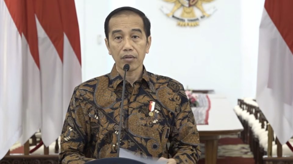 President Joko Widodo during a press statement in Jakarta on March 15. Screengrab: Presidential Secretariat