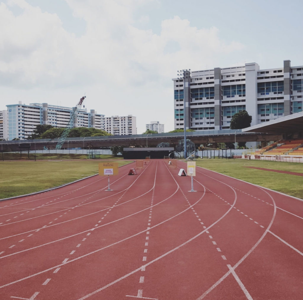 Closed running track lanes at a local stadium. Photo: Noor Aziz/Twitter