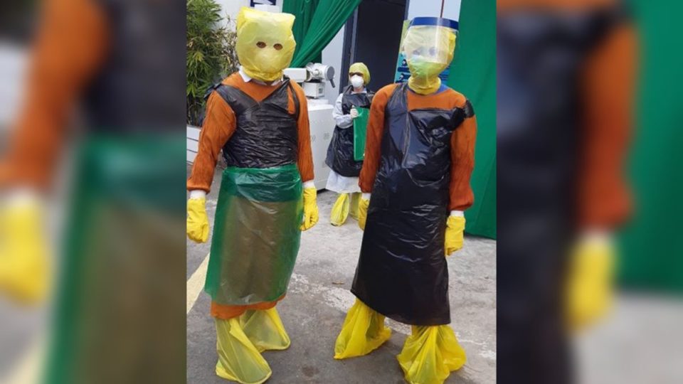 Health workers in Laguna forced to DIY PPEs. Photo: Tes Depano/FB