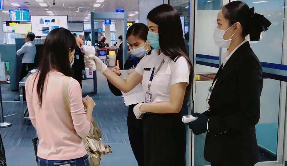 Passengers screened at Hay Yai International Airport in southern Thailand. Photo: Hat Yai International Airport/Facebook