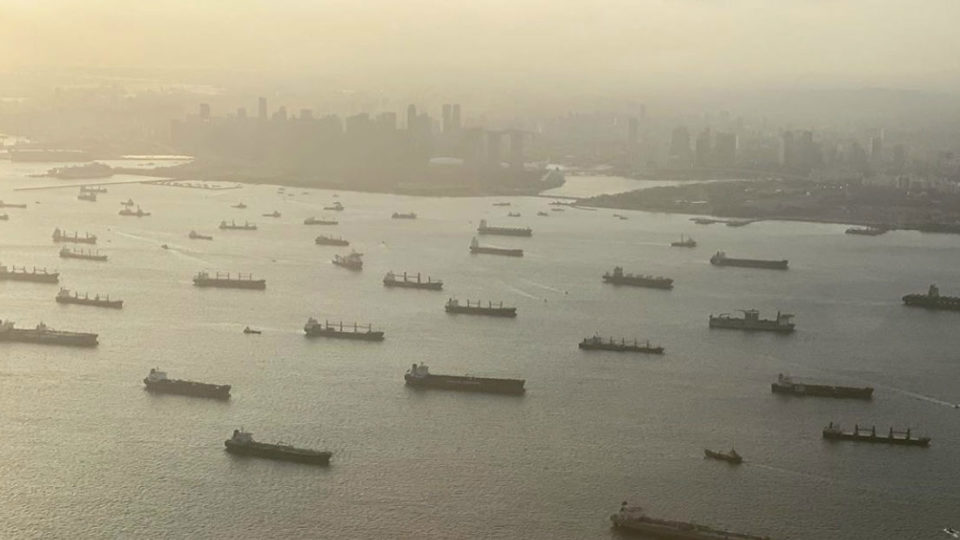Ships off Singapore’s coast. Photo: Ronan Keating/Instagram