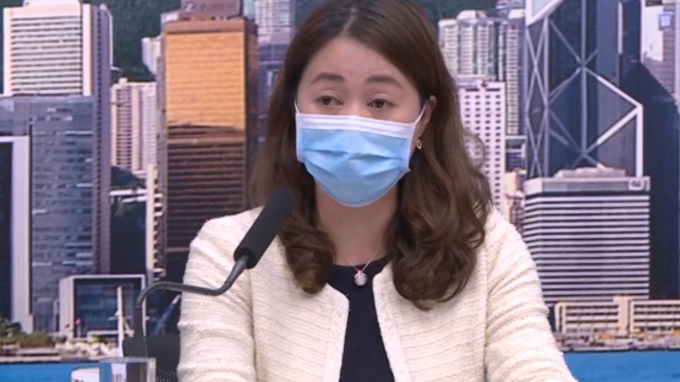 Dr. Linda Yu Wai-ling, executive manager of the Hospital Authority, speaks to the press about the ongoing coronavirus outbreak. Screengrab via GovHK.