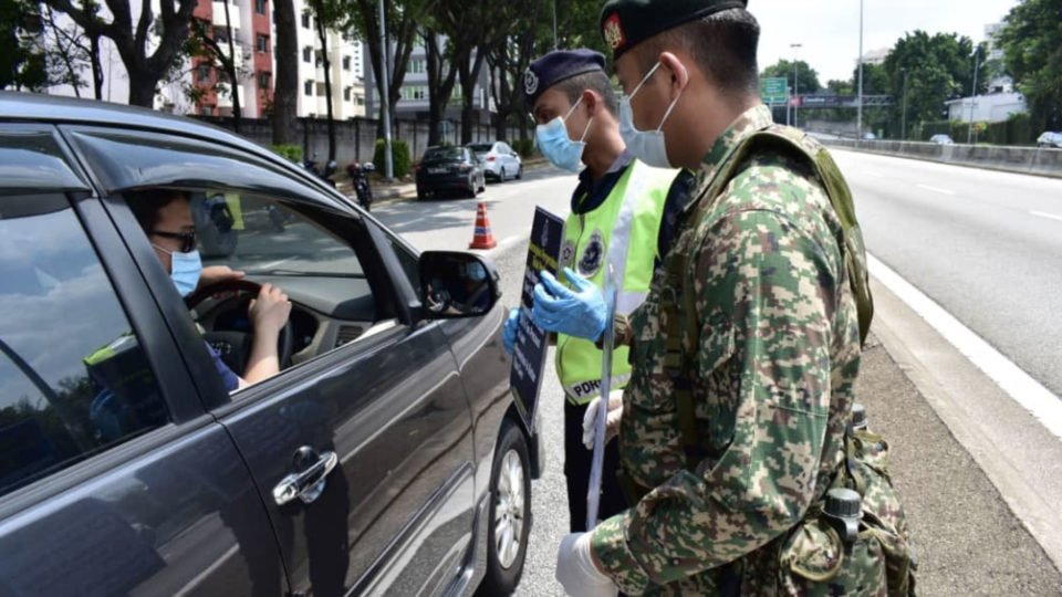 Military enforcement in locked down Malaysia. Photo: Mindef Malaysia/Twitter