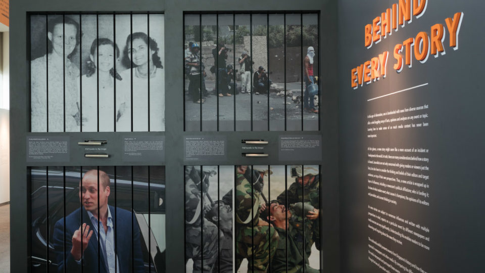 A section of The News Gallery permanent exhibition at the National Library. Photo: National Library Board.