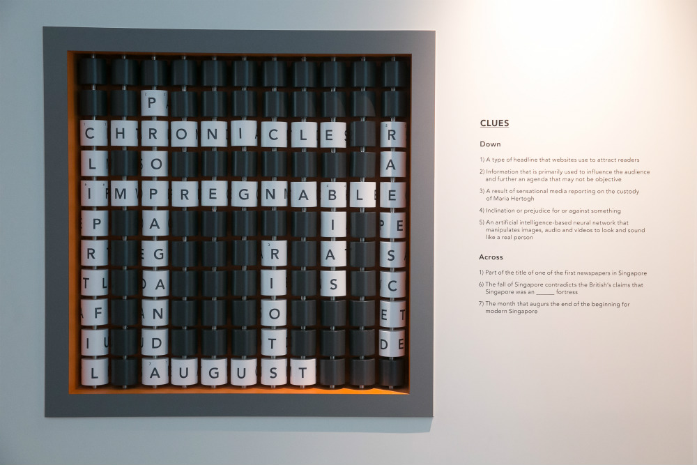 Interactive crossword puzzle at The News Gallery. Photo: NLB.