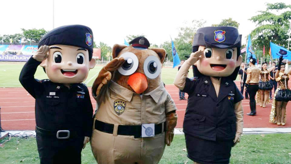 Sergeant Owl, the Technology Crime Suppression Division mascot, stands at center. Photo: Technology Crime Suppression Division / Facebook
