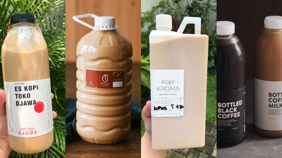 You can now stock up on es kopi for two to three days as most specialty cafés are now selling their beverages in 1-liter bottles, which are equal to approximately five cups. Photos: Nadia Vetta Hamid for Coconuts Media (photo 1 and 3), Tokopedia/Anomali Coffee (photo 2), Instagram/@gordonjkt (photo 4)