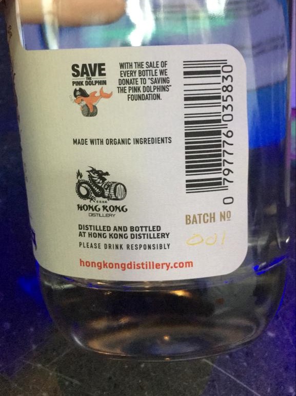 Handover Gin's label clearly states that the product is 'distilled and bottled at Hong Kong Distillery'. Photo: supplied