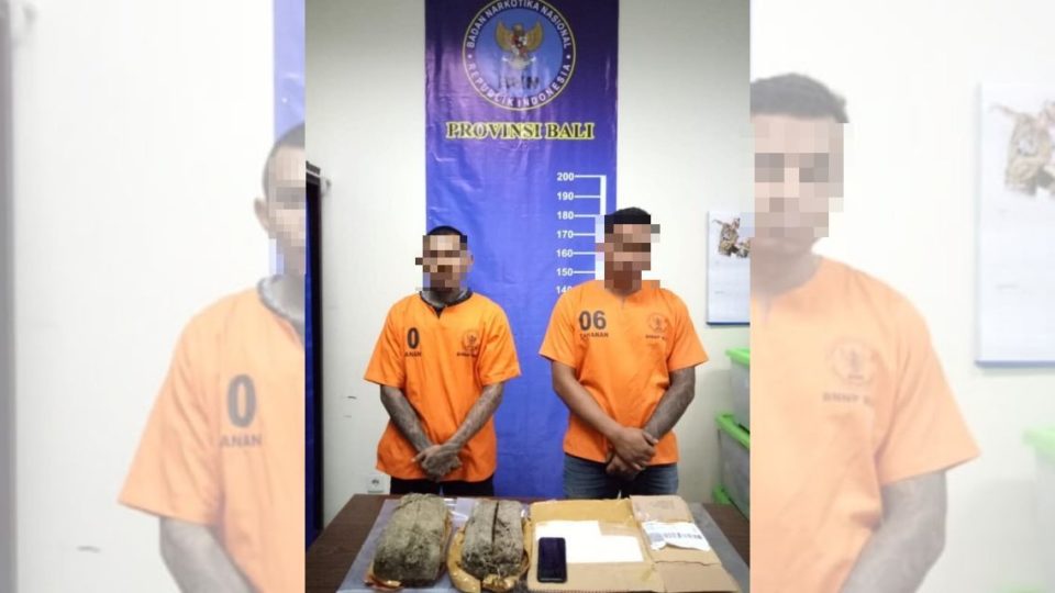 The two suspects were arrested in Denpasar on April 7. Photo: BNN Bali Province