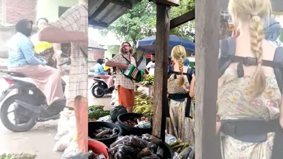 Screengrab from the video of them busking in Lombok. 