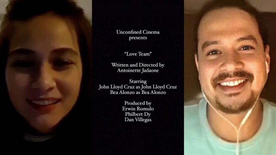 On-screen couple Bea Alonzo and John Lloyd Cruz <i>Alonzo photo screengrab via Twitter,  Photo via John Lloyd Cruz Official / FB, Film billing via Jadaone / IG</i>