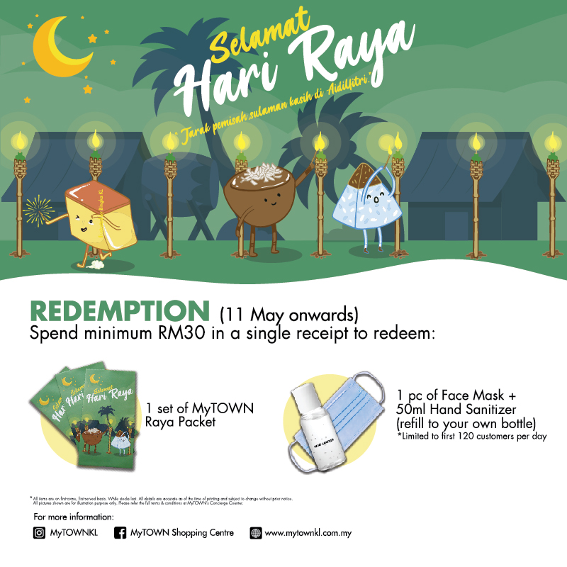 MyTown allows visitors to redeem Raya packets and sanitizing essentials. Photo: MyTown