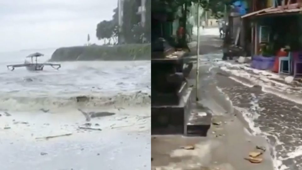 High tides in Petitenget Beach and Seminyak Beach. Screengrabs: Instagram