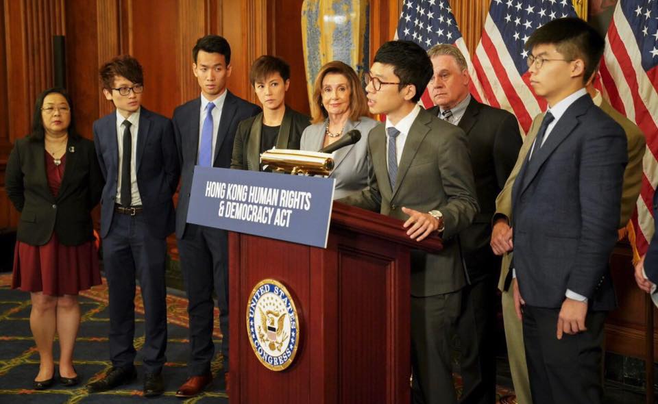 Nathan Law testifies at Congress in Washington DC on Sep. 20, 2019.