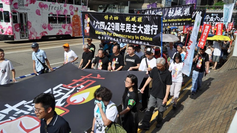 Thousands march in Wan Chai to commemorate the anniversary of the Tiananman massacre on May 21, 2018. Photo: Hong Kong Alliance/Facebook