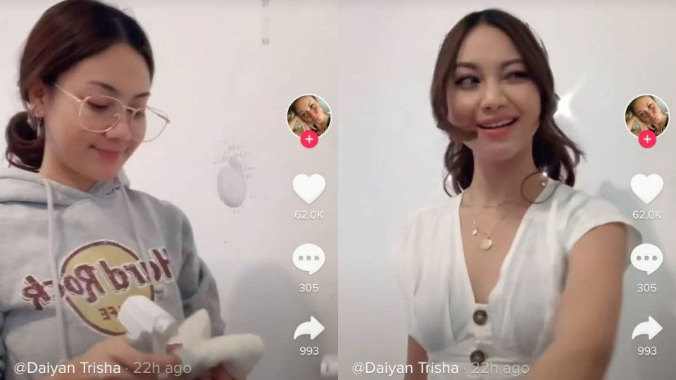 Malaysian singer Daiyan Trisha posted a video of the #wipeitdown challenge. Photo: Daiyan Trisha