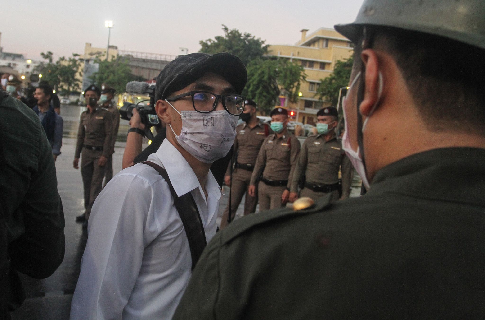 Pro-democracy activist Piyarat “Toto” Chongthep at the Wednesday rally. Photo: Piyarat Chongthep