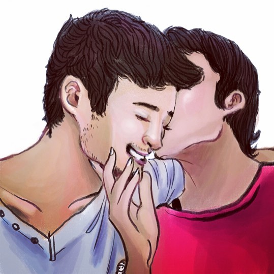 An llustration of a gay couple by Terry. Photo: Terry Rawther/Instagram