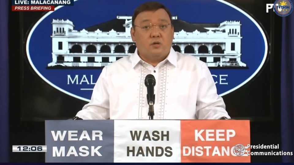 Presidential Spokesman Harry Roque. Screenshot from Radio Television Malacañang video 