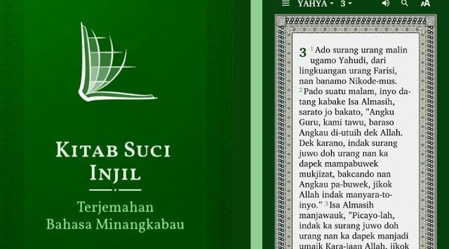 A Holy Bible app translated into Bahasa Minangkabau, the language of the native ethnic group in West Sumatra. Photo: Istimewa