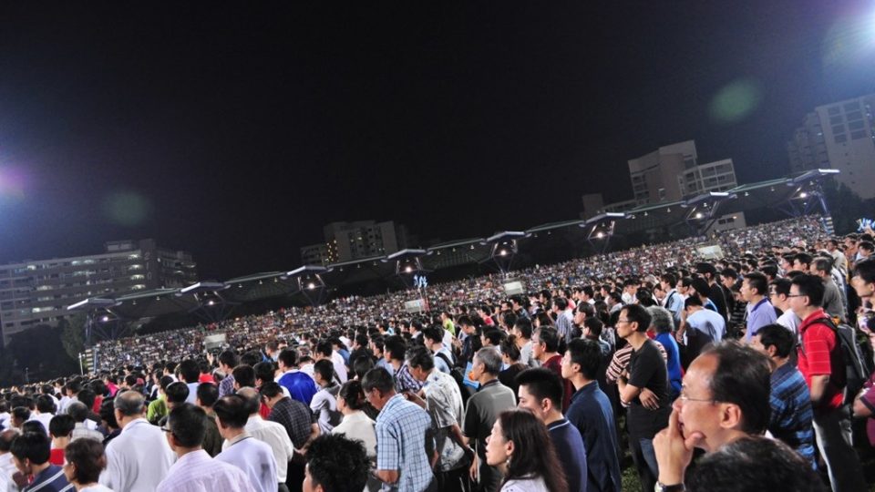 Crowds at a political rally in Singapore in 2011. Photo: Abdul Rahman