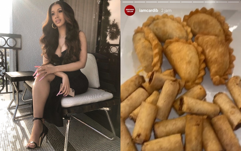 US rapper Cardi B (left) and her Instagram story post of curry puffs and fried popiah (right). Photos: Cardi B /Instagram