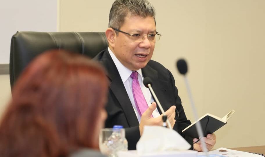 Saifuddin Abdullah speaking at a meeting in March. Photo: Saifuddin Abdullah /Facebook
