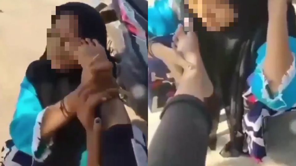 A high school student in Bekasi regency was bullied into kissing her bully’s foot for wearing makeup to school, in an incident that reportedly led to her trauma and refusal to leave her house. Screenshot from the video